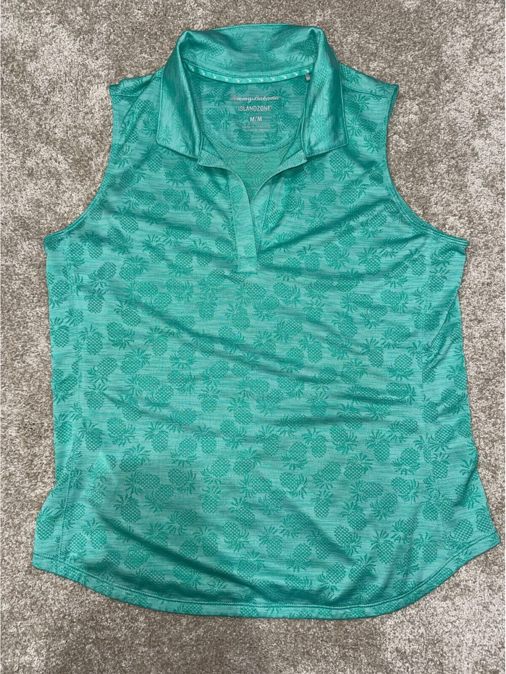Tommy Bahama Women's Island Zone Sleeveless Top Medium Seafoam Green Pineapple